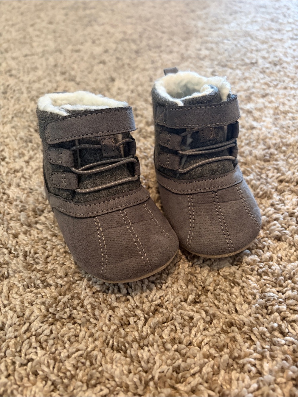 Stride Rite Gray Fleece-Lined Baby Walker Boots